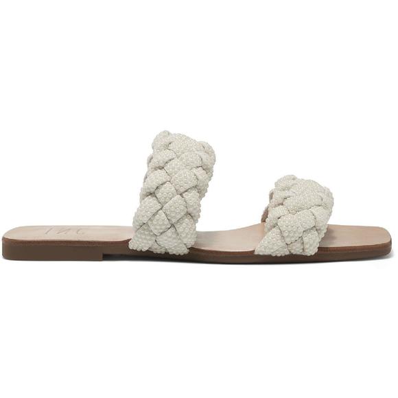 INC Womens Petria 2 White Faux Leather Slip On Flat Sandals Shoes NWT - Picture 2 of 3